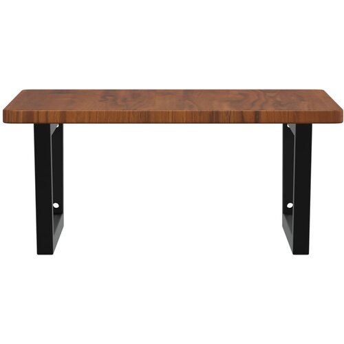  Zidna polica za umivaonik od čelika i masivne hrastovine Smeđa 60 x 60 x 2.5 cm Slike