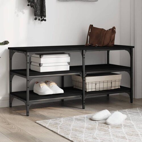 vidaXL Klupa za cipele crna 100x38 5x49 cm od konstruiranog drva Cijene