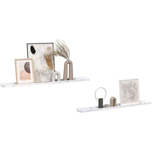  Polica na zidu s policom 2 pcs Bijeli mramor 100 x 9 x 3 cm Slike