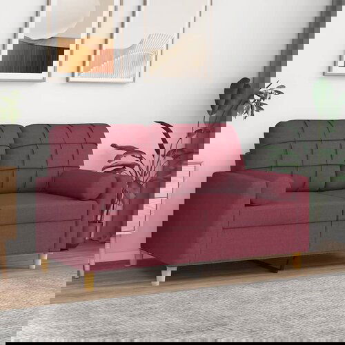 vidaXL Kavč dvosed z blazinami vinsko rdeč 120 cm blago Cene