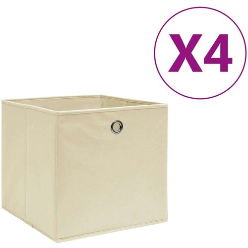 vidaXL Škatle 4 kosi netkano blago 28x28x28 cm krem Cene