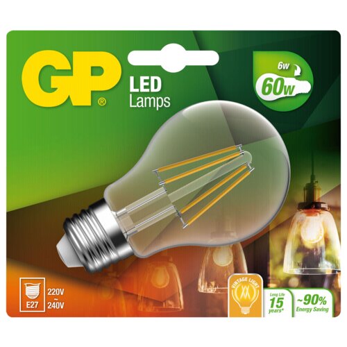 GP Batteries GP Lighting Filament Classic E27 6W (60W) 806 lm GP 078234 Slike