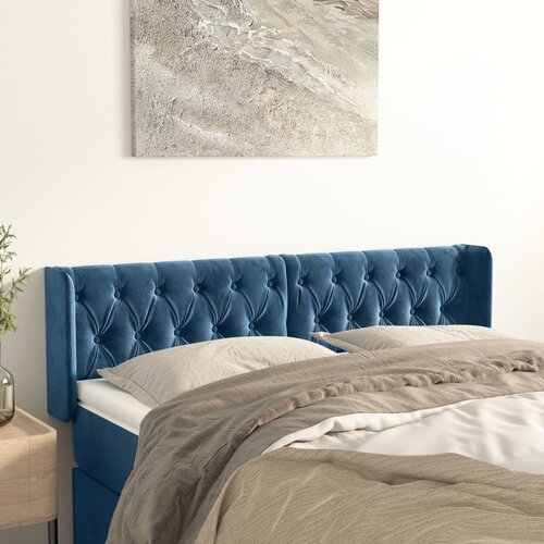 vidaXL Vzglavje z ušesi temno modro 147x16x78/88 cm žamet Cene