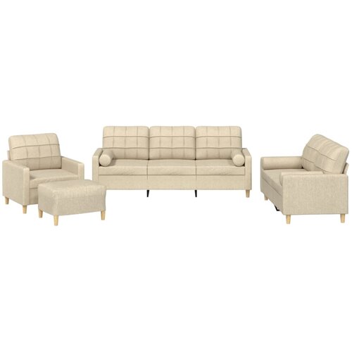  4-dijelni set sofa s jastucima krem od tkanine Slike
