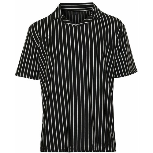 Trendyol Black Regular/Regular Fit Striped Textured Polo Neck T-shirt Cene