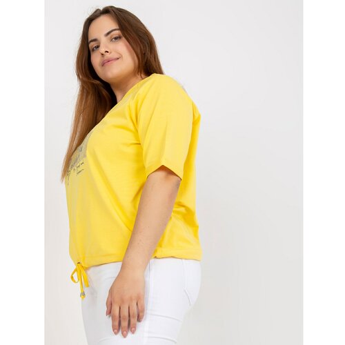 Fashion Hunters Yellow everyday plus size blouse with V-neck Slike