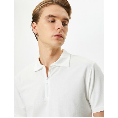 Koton Polo Neck T-Shirt Half Zipper Short Sleeve Cotton Slike