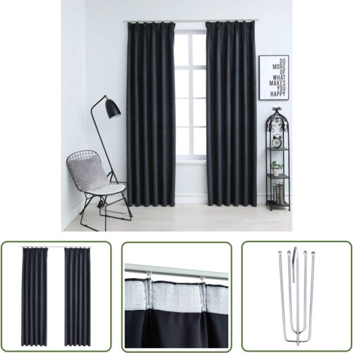  The Living Store Zatemnitvene zavese z obešali 2 kosa antracitne 140x225 cm - Zavesa, (21744208) Cene