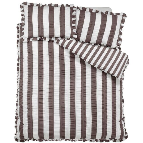 Catherine Lansfield Temno rjava posteljnina za zakonsko posteljo 200x200 cm Seersucker Frill Stripe &amp;ndash; Slike