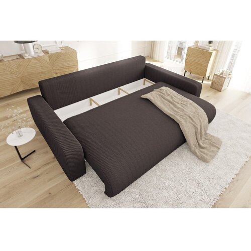 Ropez Smeđa sklopiva/s prostorom za odlaganje sofa od samta 234 cm Sara &amp;ndash; Slike