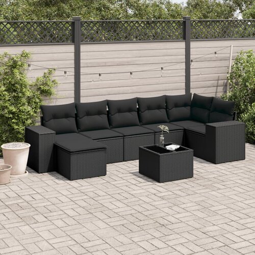 vidaXL 8-dijelni set vrtnih sofa od poliratana s jastucima crni Cene