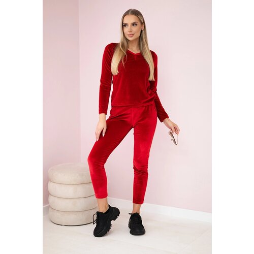 Kesi Red velour set with frills at the back Cene