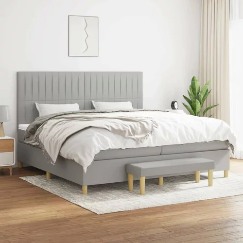  Box spring postelja z vzmetnico svetlo siva 200x200 cm blago, (20894530)