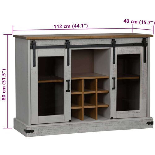 VidaXL Bivak HALDEN 2 drsna vrata Bela 112x40x80 cm Masivni les Slike