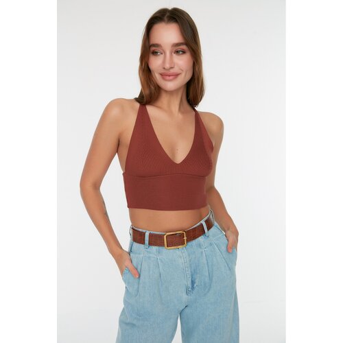 Trendyol Brown Strap Detailed Knitwear Blouse Slike