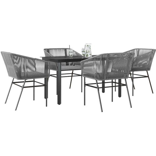  Vrtna garnitura - 5-dijelni vrtni blagovaonski set s jastucima poliratan i staklo Cene