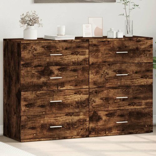  The Living Store Komoda 2 kosa dimljeni hrast 60x39x80 cm inženirski les - Komoda, (21500275) Slike