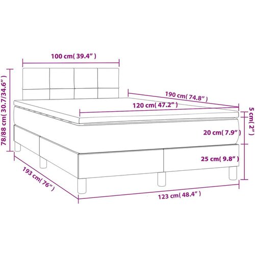 VidaXL Krevet box spring s madracem krem 120 x 190 cm od tkanine Slike