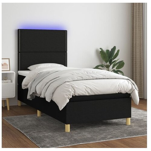  Krevet box spring s madracem LED crni 80 x 200 cm od tkanine Cene