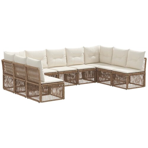 vidaXL Vrtna sedežna garnitura 9 pcs Bež poli ratan, (5000271102) Cene