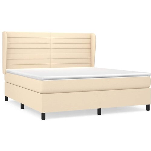  Krevet s oprugama i madracem krem 160x200 cm od tkanine Slike