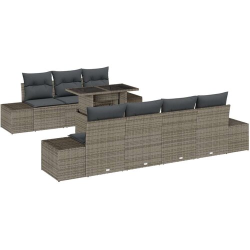  Set od 8 Vrtnih Sofa s Jastučićima Siva Poli Ratan Slike