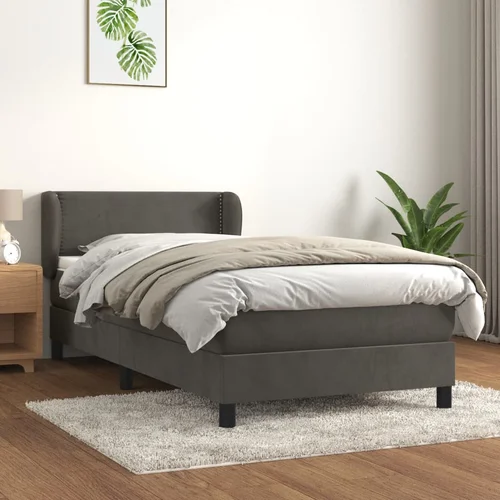 vidaXL Box spring krevet s madracem tamnosivi 100x200 cm baršunasti