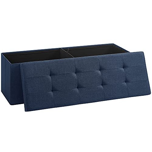 Songmics otomanska klop s shrambo, oblazinjena skrinja s prevleko, zložljiv sedež, prostornina 120 l, nosilnost do 300 kg, mornarsko modra LSF77IN, (21389193) Slike