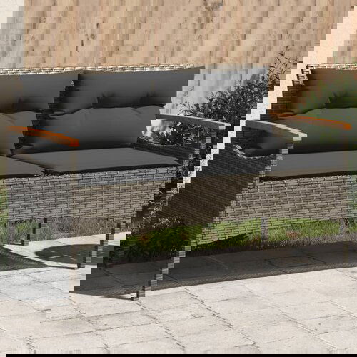 vidaXL Vrtna klupa s jastucima 116 x 62 5 x 74 cm siva od poliratana Cene