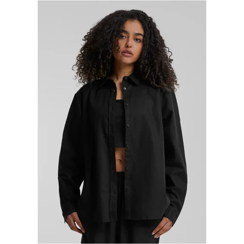 Urban Classics Women's linen mixed oversized shirt black