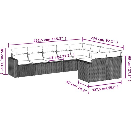  9-dijelni set vrtnih sofa od poliratana s jastucima crni Slike