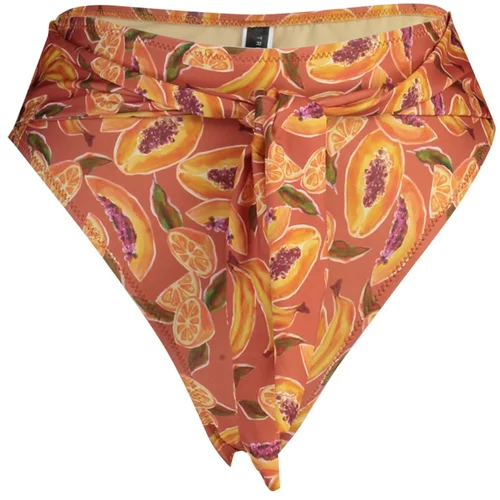 Trendyol Orange-Multicolored Fruit Patterned High Waist Bikini Bottom