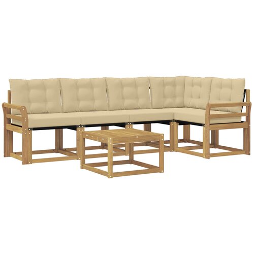 vidaXL Zunanja garnitura za sedenje z blazino 6 pcs Bela in bež, (5000272389) Cene