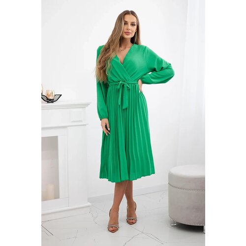 Kesi Włoski Dress tied with a pleated hem green Cijene