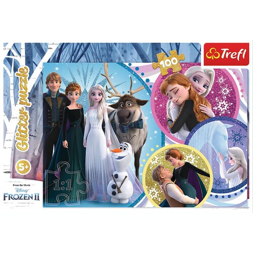 Trefl Frozen 2. - Sestavljanka z ble&amp;scaron;čicami, 100 kosov Slike