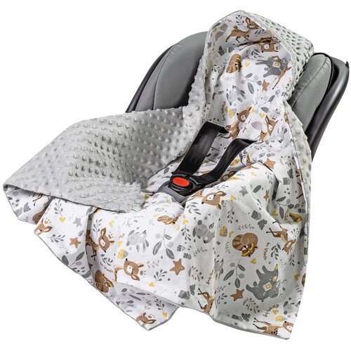 Medi Partners Baby carrier wrap – blanket with hood 85x85 cm – Jelonki + gray minky Cene