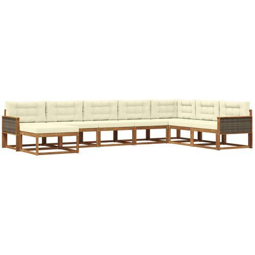 vidaXL Zunanja garnitura za sedenje z blazino 8 pcs Naravna in smetana, (5000282381) Cene