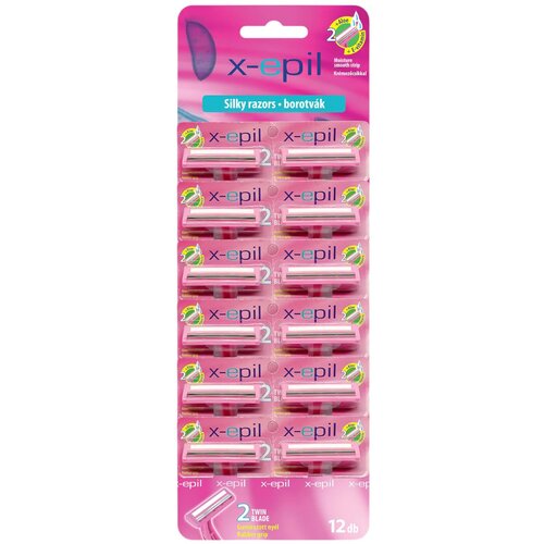 X EPIL Silky - Brijač s 2 o&amp;scaron;trice s gumiranom dr&amp;scaron;kom (12 komada) Slike