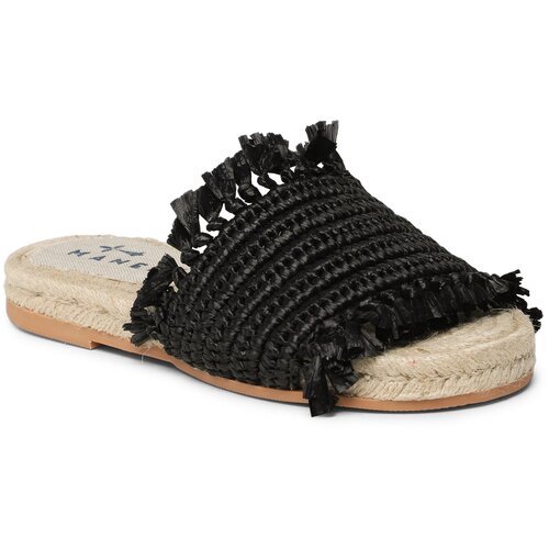 Manebi Espadrile Fringed Knots Raffia Jute Sandals V 3.1 Y0 Black Slike