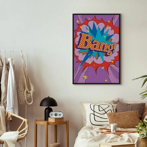  Slika - Comic Street Art (1-part) - Colorful Text on Vibrant Background 60x90 U crnom drvenom okviru Slike