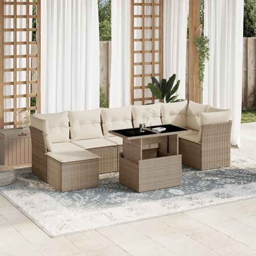 vidaXL 8-dijelni set vrtnih sofa od poliratana s jastucima bež Cijene