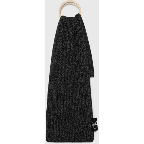 Calvin Klein Jeans Kratki šal s primjesom vune boja: crna, jednobojni model