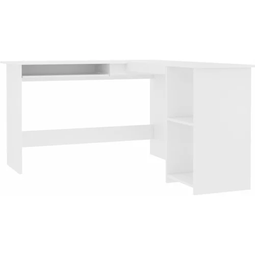vidaXL Kotna miza L-oblike bela 120x140x75 cm iverna plošča, (20608781)