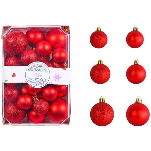  Novogodi&amp;scaron;nji set kugli za jelku, 26 komada, crvene, različite veličine 4-6 cm ( ASNX26-002 ) Slike