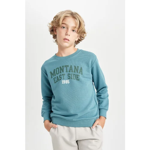 Defacto Boy's Crew Neck Printed Sweatshirt