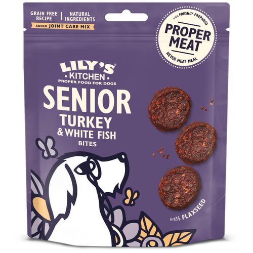 Lily's Kitchen senior turkey & white fish bites priboljški s puranom in belo ribo - 70 g Cene