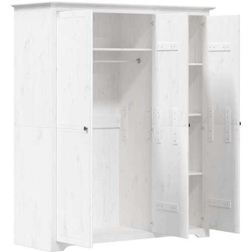 VidaXL Garderobna omara BODO bela 151,5x52x176,5 cm trdna borovina Slike