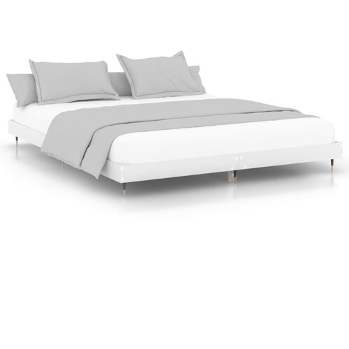  Okvir za krevet bijeli 200 x 200 cm od konstruiranog drva Slike