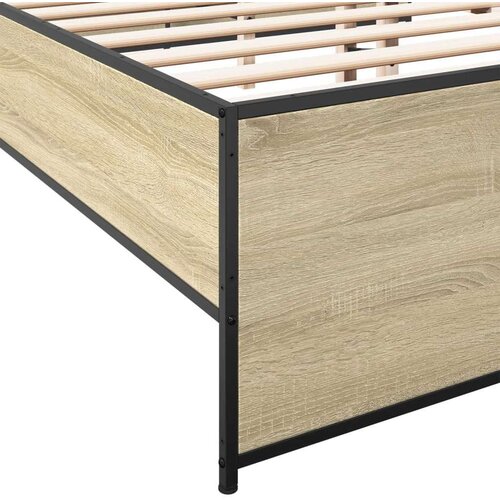vidaXL Okvir za krevet boja hrasta 150x200cm konstruirano drvo i metal Cijene