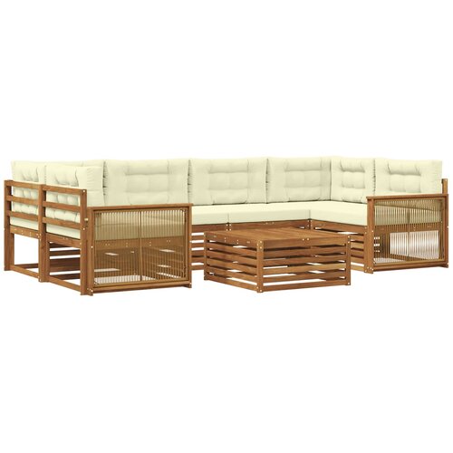 vidaXL Zunanja garnitura za sedenje z blazino 7 pcs Naravna in smetana, (5000280467) Cene